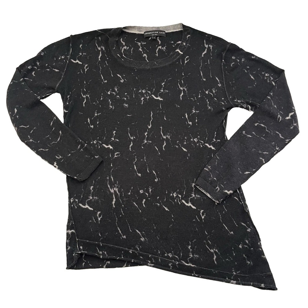Generation Love Sweater Crew Neck Long Sleeve 100% Cashmere Geometric Grunge XS
